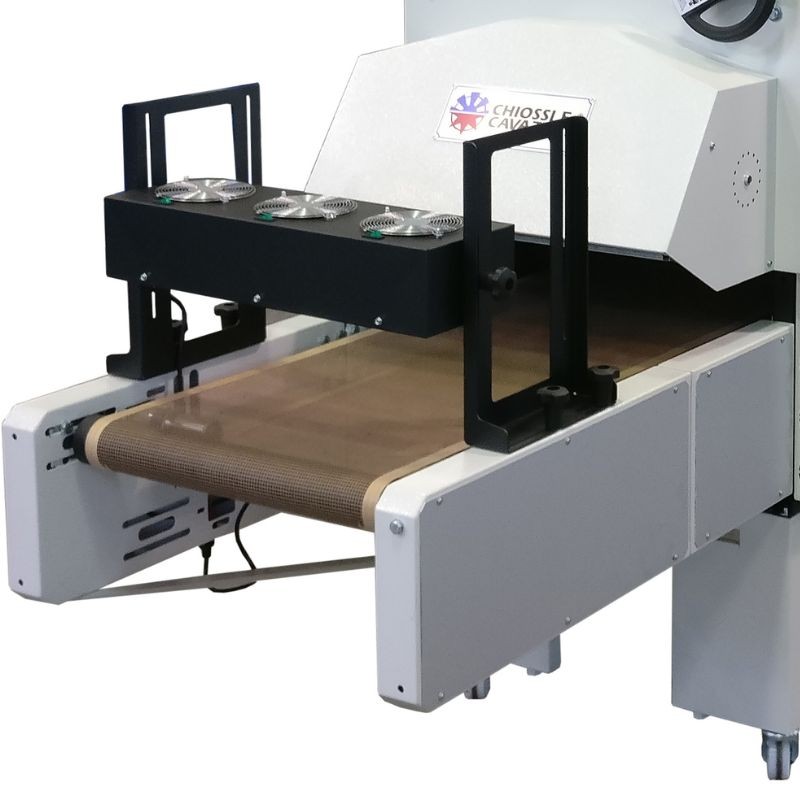 Hotte de refroidissement textile en sortie de tunnel de séchage pour t-shirts sérigraphiés