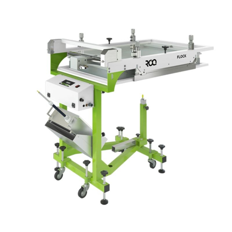 ROQ FLOCK textile flocking machine on automatic carousel